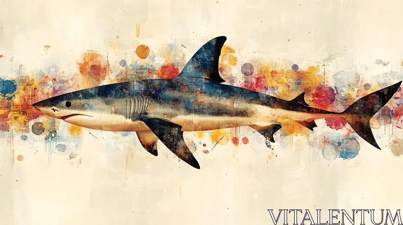 Colorful Shark Painting AI Image