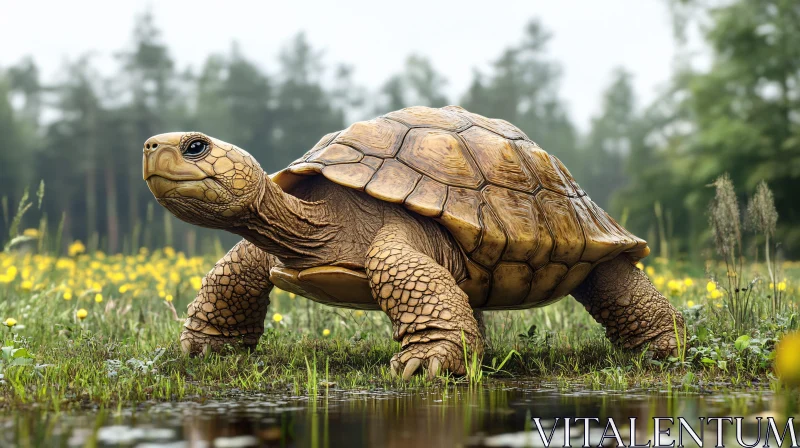 AI ART Turtle in a Serene Landscape