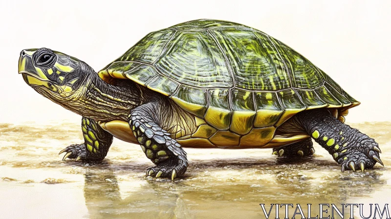 Graceful Turtle with Intricate Shell