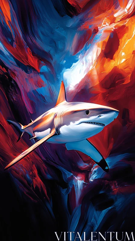 Colorful Shark in Abstract Art