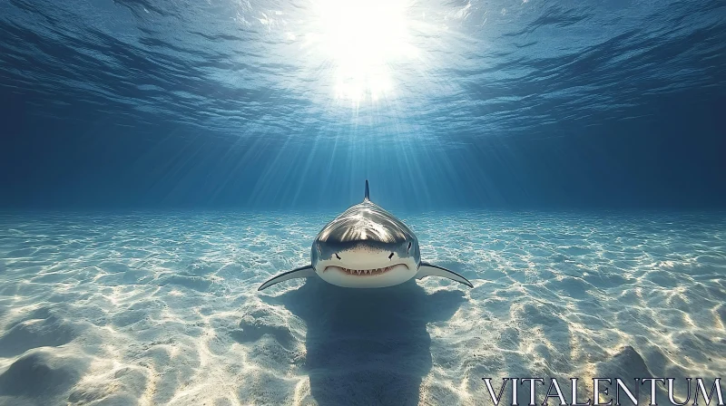 AI ART Oceanic Shark Swimming Under Sunlight