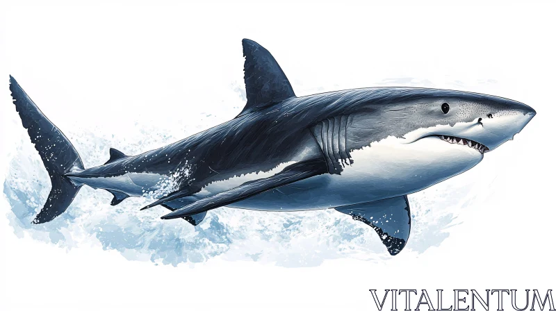 AI ART Great White Shark Swimming