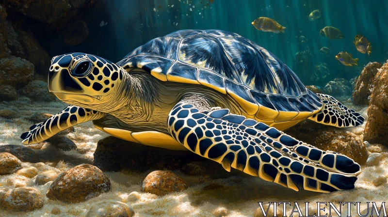 AI ART Sea Turtle in Ocean Scene