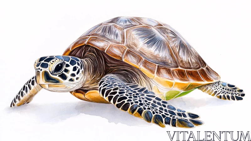 Intricate Turtle Art with Textured Shell