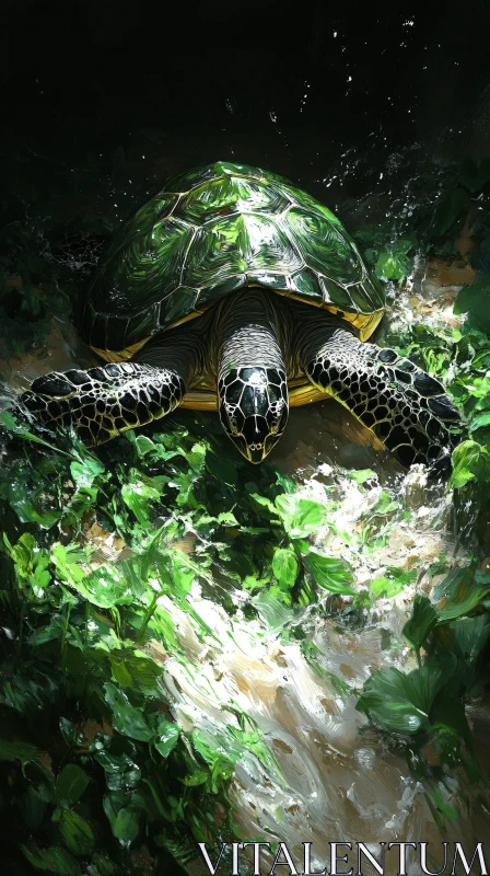 AI ART Tranquil Turtle Amidst Nature