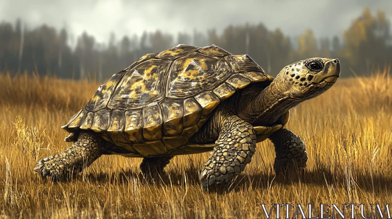 AI ART Golden Field Turtle