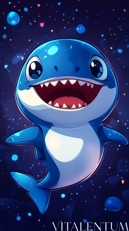 AI ART Playful Animated Shark Illustration