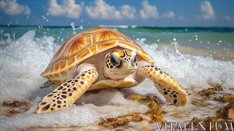 Beach-Turtle in Natural Habitat AI Image