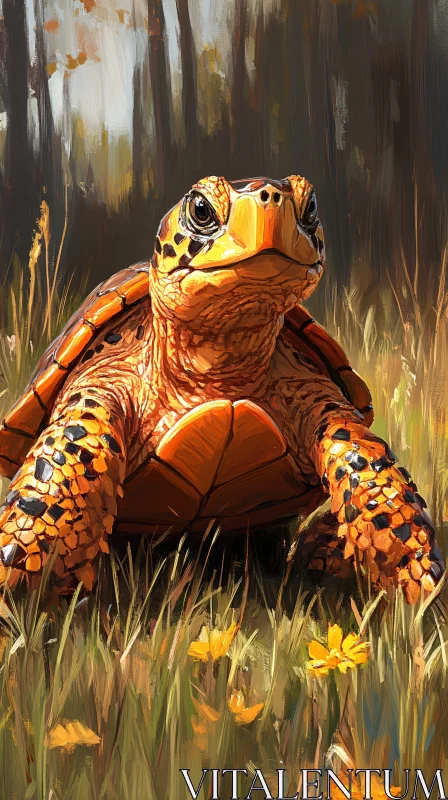 AI ART Painted Turtle in Nature