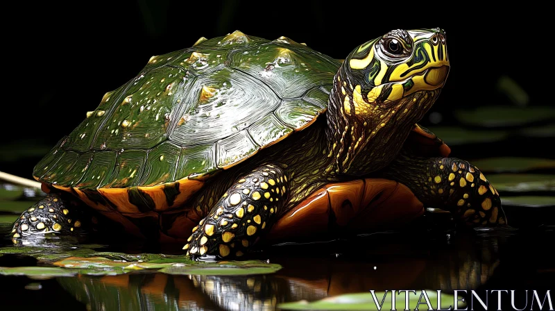 AI ART Tranquil Turtle in a Pond