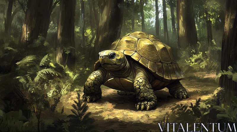 AI ART Tortoise in Forest Serenity