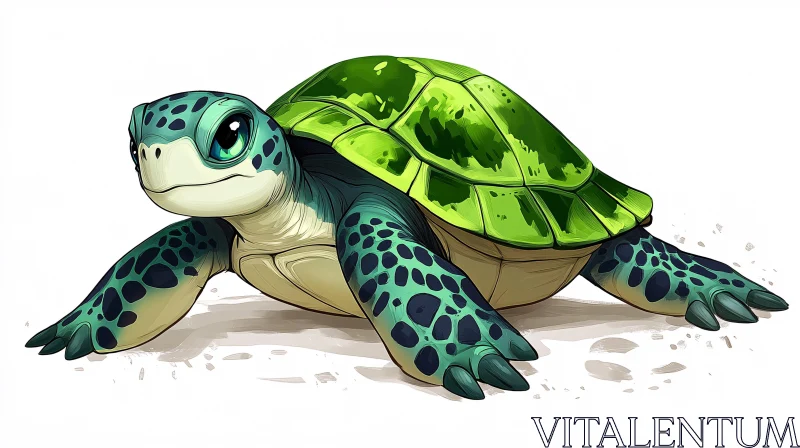 AI ART Charming Cartoon Turtle Art