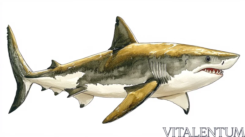 AI ART Great White Shark Artistic Rendering