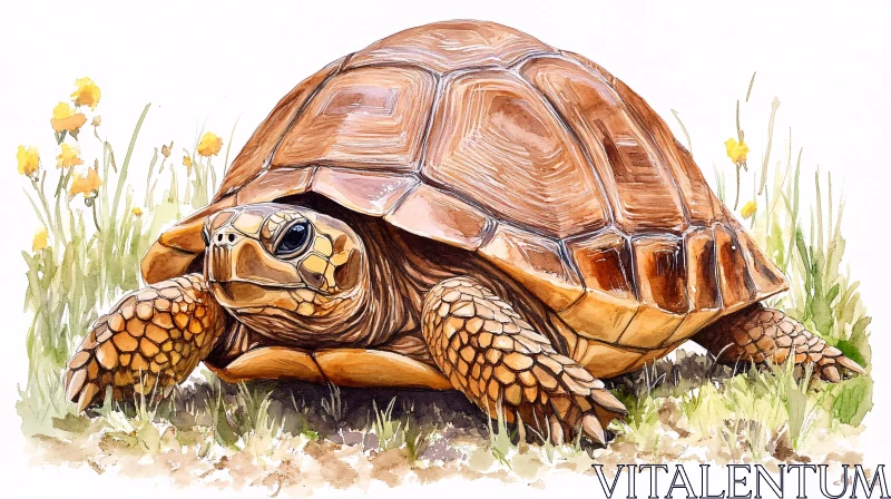 AI ART Watercolor Turtle Art