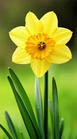 Stunning Yellow Daffodil with Green Leaves