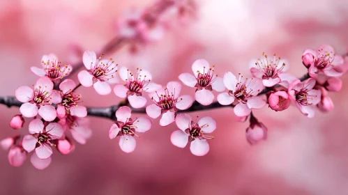 Detailed Shot of Blooming Pink Cherry Blossoms