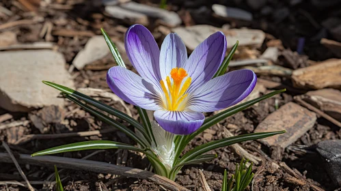 Gorgeous Violet Crocus Flower Blossoming