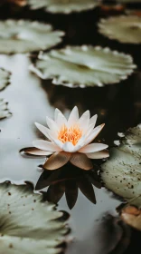 Serene White Water Lily and Lily Pads