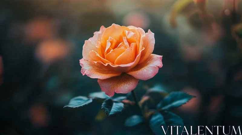 AI ART Blossoming Rose with Peach and Pink Petals