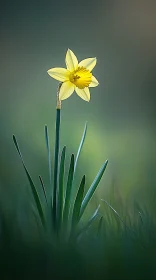 Solitary Yellow Daffodil Flower