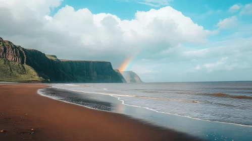 Scenic Coastal Landscape with Rainbow