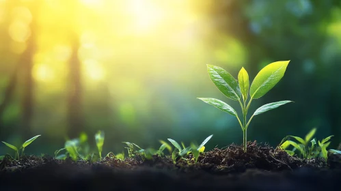 Young Plant Growing in Natural Light