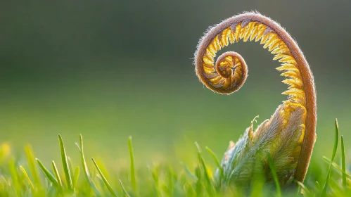 Detail of Young Fern in Early Growth Stage