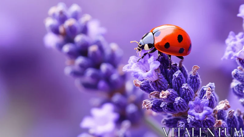 Ladybug Resting on Lavender Blossom AI Image