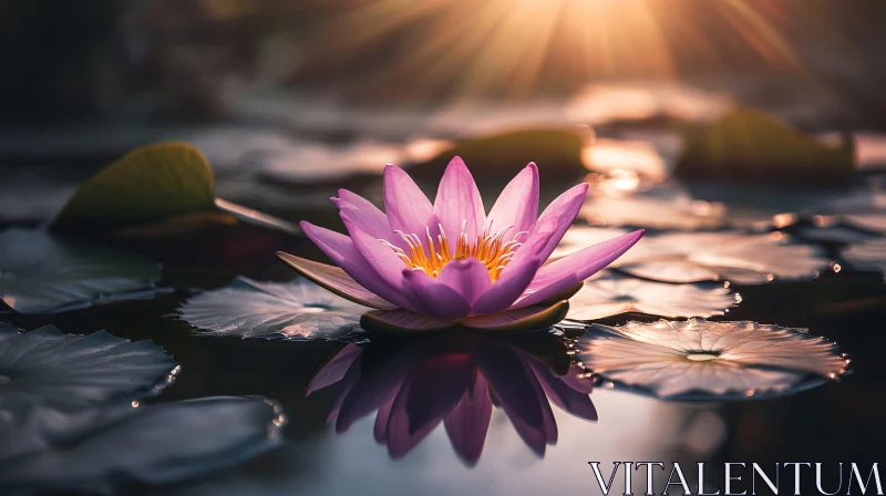 Tranquil Lotus Reflecting on Still Water AI Image