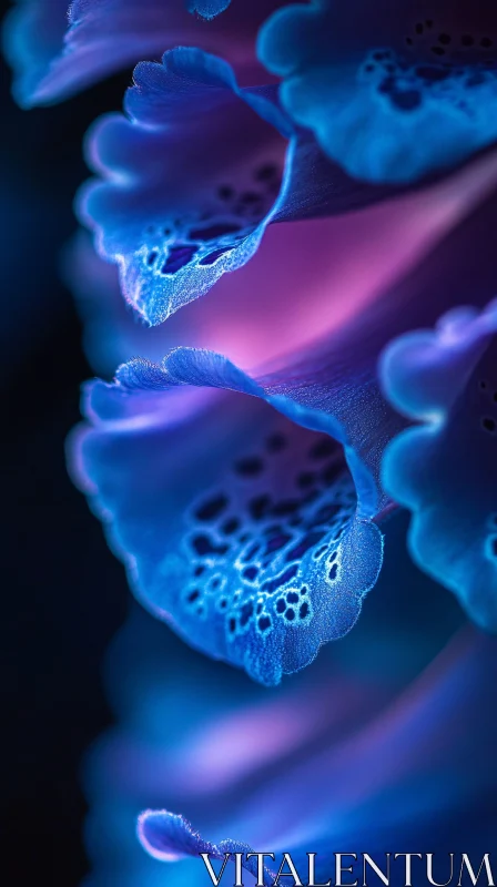 Detailed Flower Petals in Blue and Purple AI Image