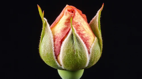 Intricate Macro Shot of a Rosebud