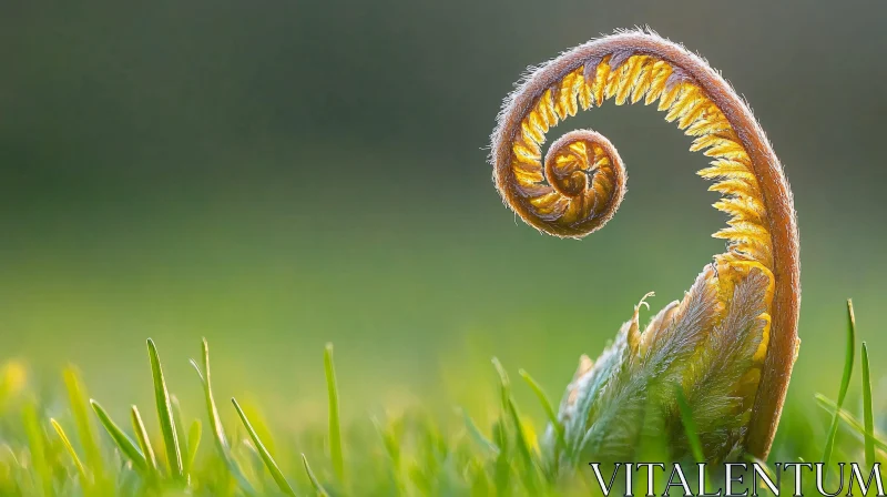 AI ART Detail of Young Fern in Early Growth Stage