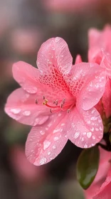 Pink Flower Raindrop Close-Up