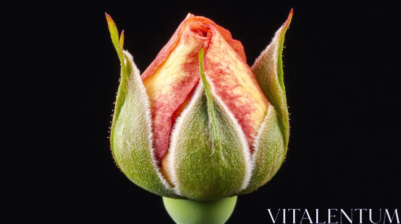 AI ART Intricate Macro Shot of a Rosebud