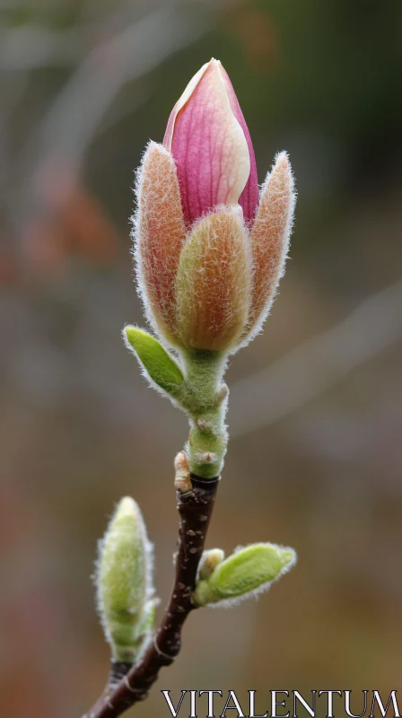 Magnolia Bud Close-Up AI Image