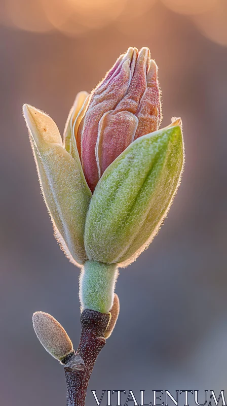 Close-Up of a Flower Bud AI Image