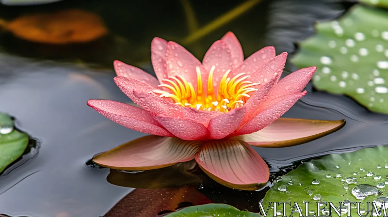 Graceful Pink Lotus in Still Water AI Image