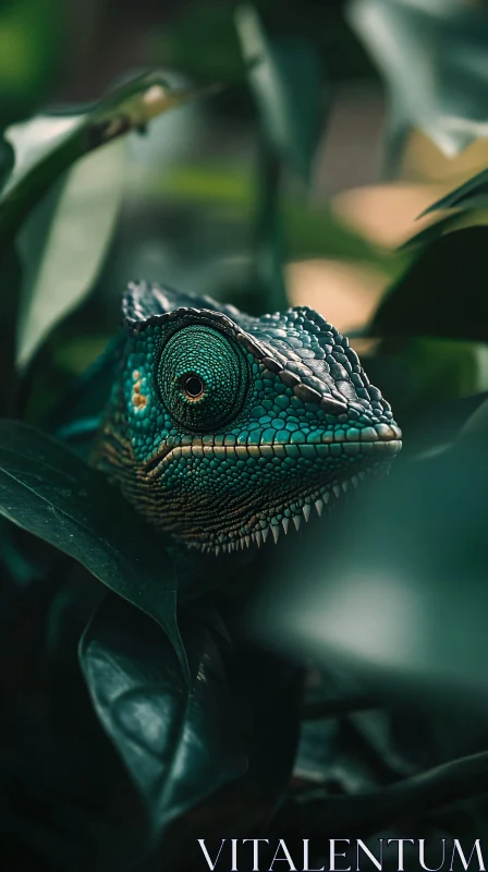 Chameleon Close-Up in Nature AI Image