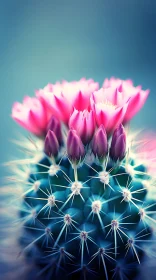 Vibrant Pink Blossoms on a Cactus