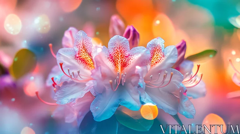 AI ART Delicate Blossom Amidst Colorful Bokeh Lights