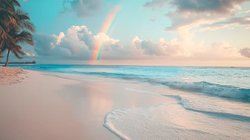 Tropical Shoreline and Rainbow