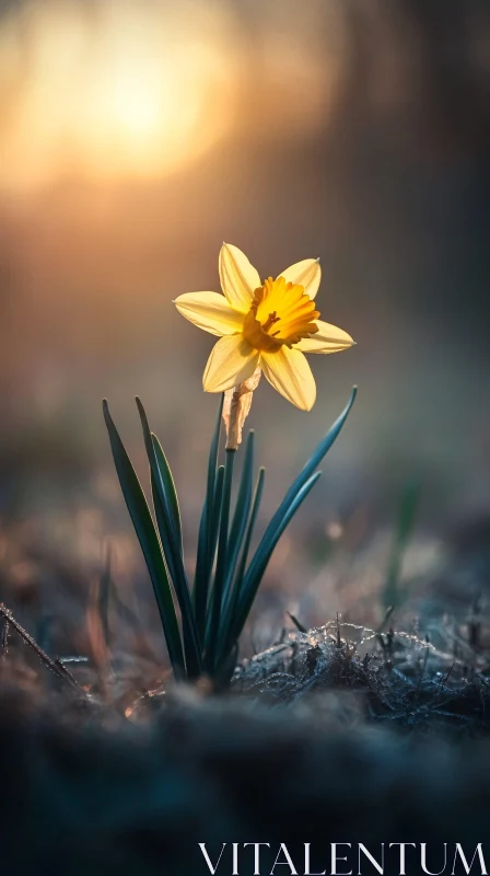 Serene Daffodil Under Morning Light AI Image