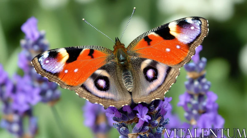 AI ART Beautiful Butterfly Resting on Lavender