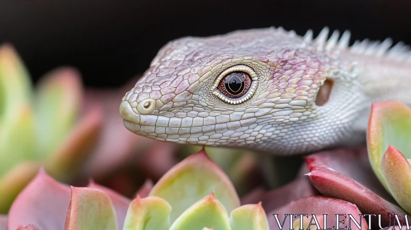 AI ART Lizard Face in Succulent Garden