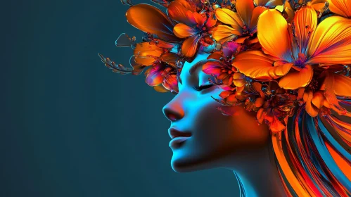 Surreal Floral Woman Portrait