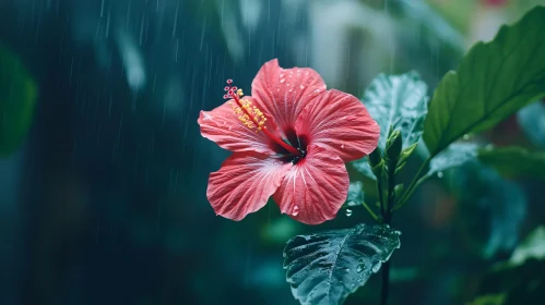 Hibiscus in Rainy Nature