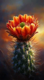 Orange Petaled Cactus in Bloom