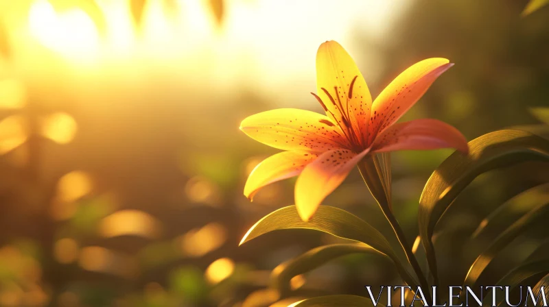 Golden Hour: Orange Lily Bloom AI Image