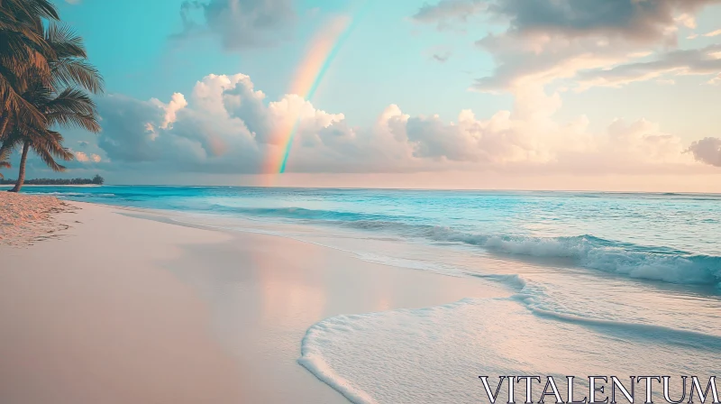 AI ART Tropical Shoreline and Rainbow