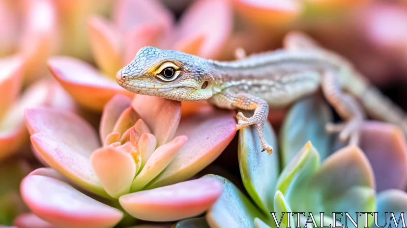 AI ART Lizard and Succulent Harmony in Nature